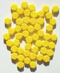 50 8mm Opaque Yellow Flower Beads
